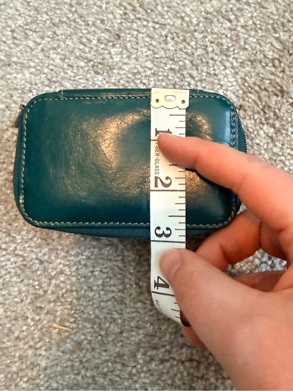 FOSSIL Teal Leather Small Jewelry Case Box Zip Around Travel Compact - Picture 8 of 9